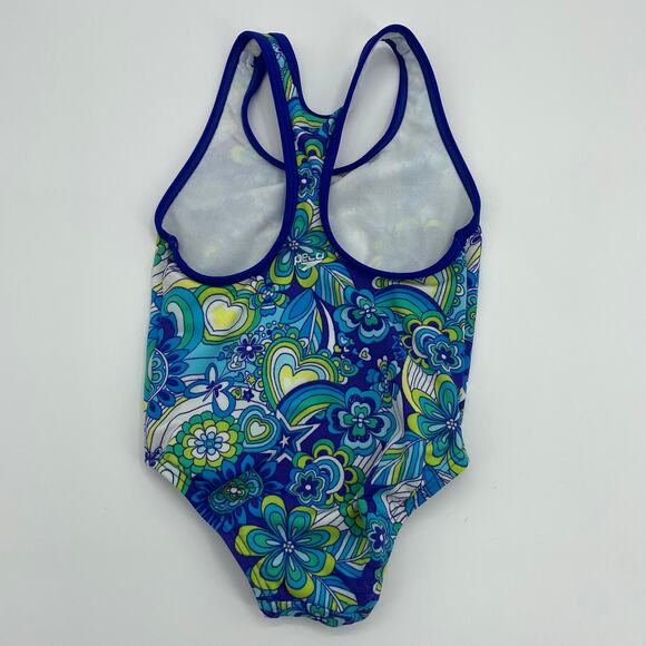 SPEEDO Swimsuit One Piece Floral Print Racerback Bathing Suit Baby 18 Months - Picture 2 of 6
